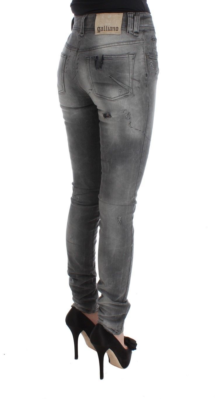 Pantalon en jean slim fit en coton mélangé, gris lavé, de John Galliano