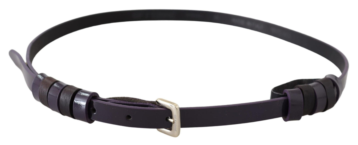 GF Ferre Zwarte Leren Dunne Gouden Metalen Chrome Gesp Riem