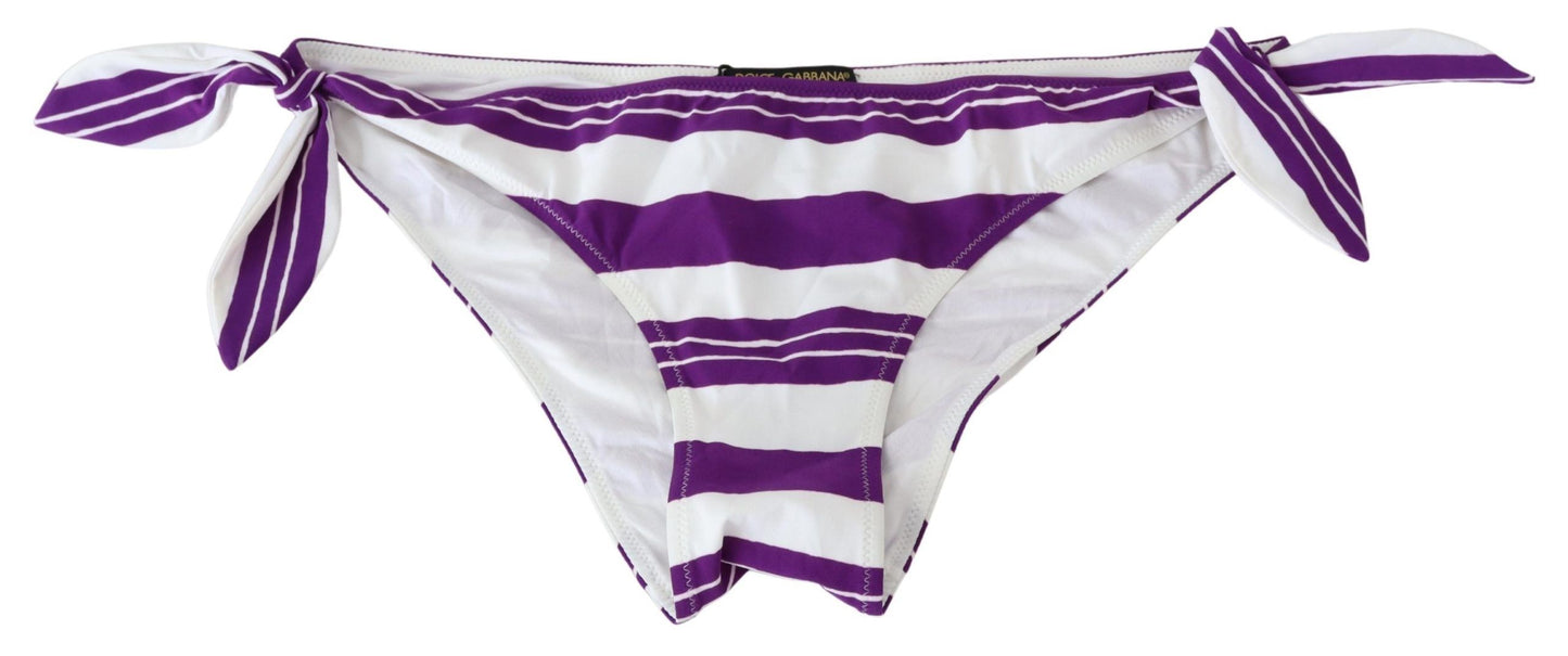 Bikini bas de bain rayé violet et blanc Dolce & Gabbana