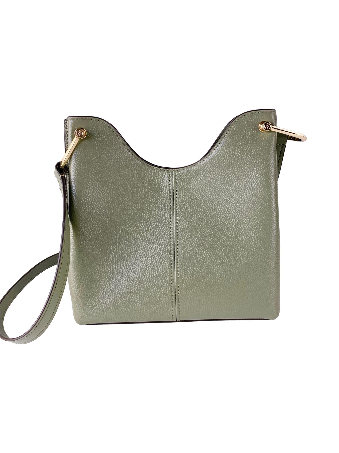 Michael Kors Joan grote, gatenpatroon-suède leren, nonchalante messengerhandtas (legergroen)