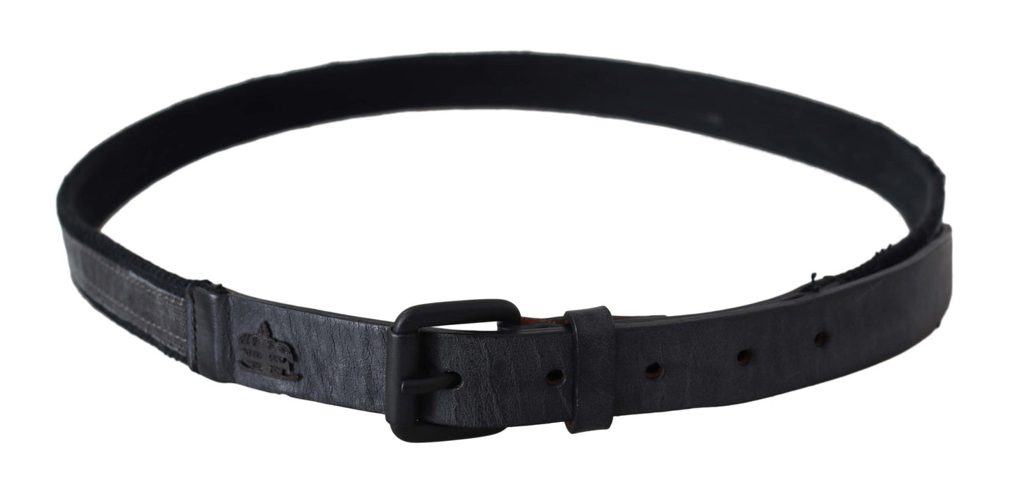 Ermanno Scervino Taille à boucle avec logo en cuir noir