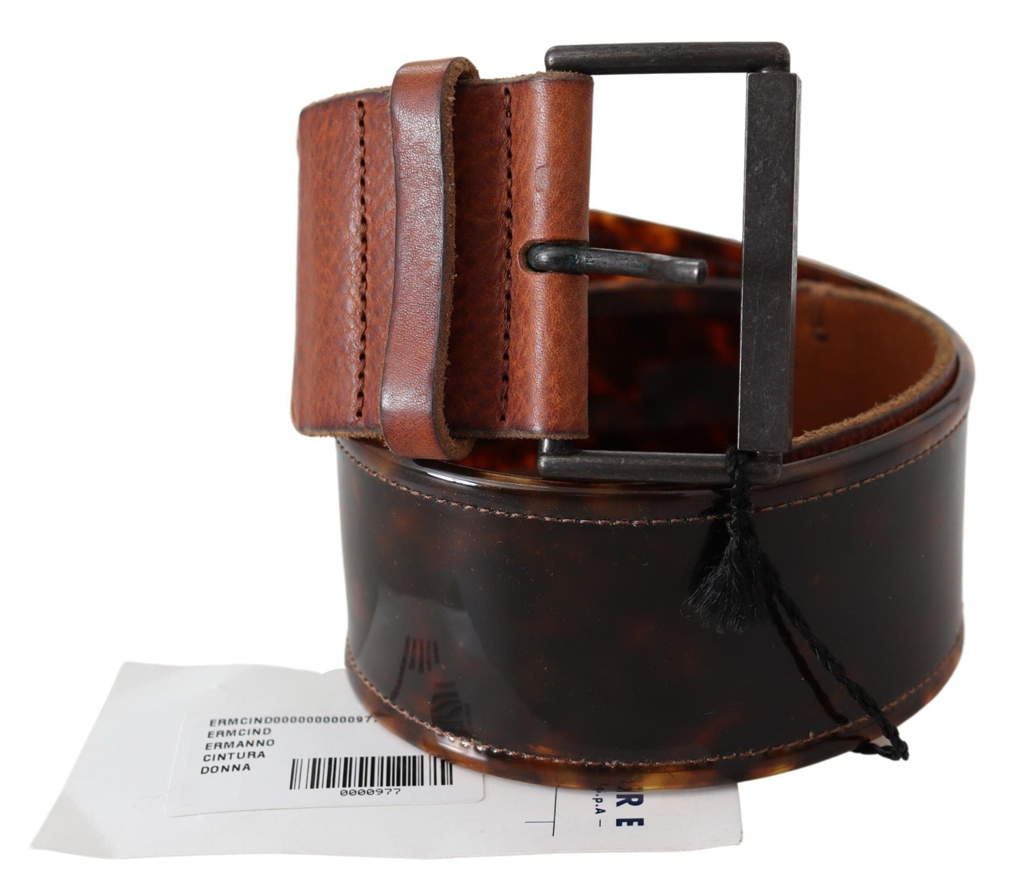 Ermanno Scervino Ceinture à large boucle en cuir marron foncé