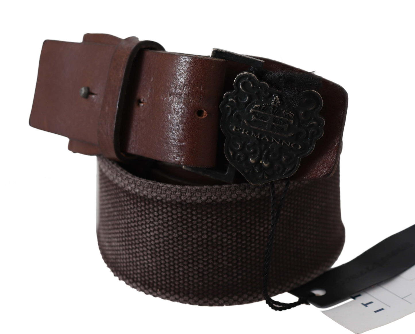 Ceinture à boucle large en cuir marron foncé Ermanno Scervino