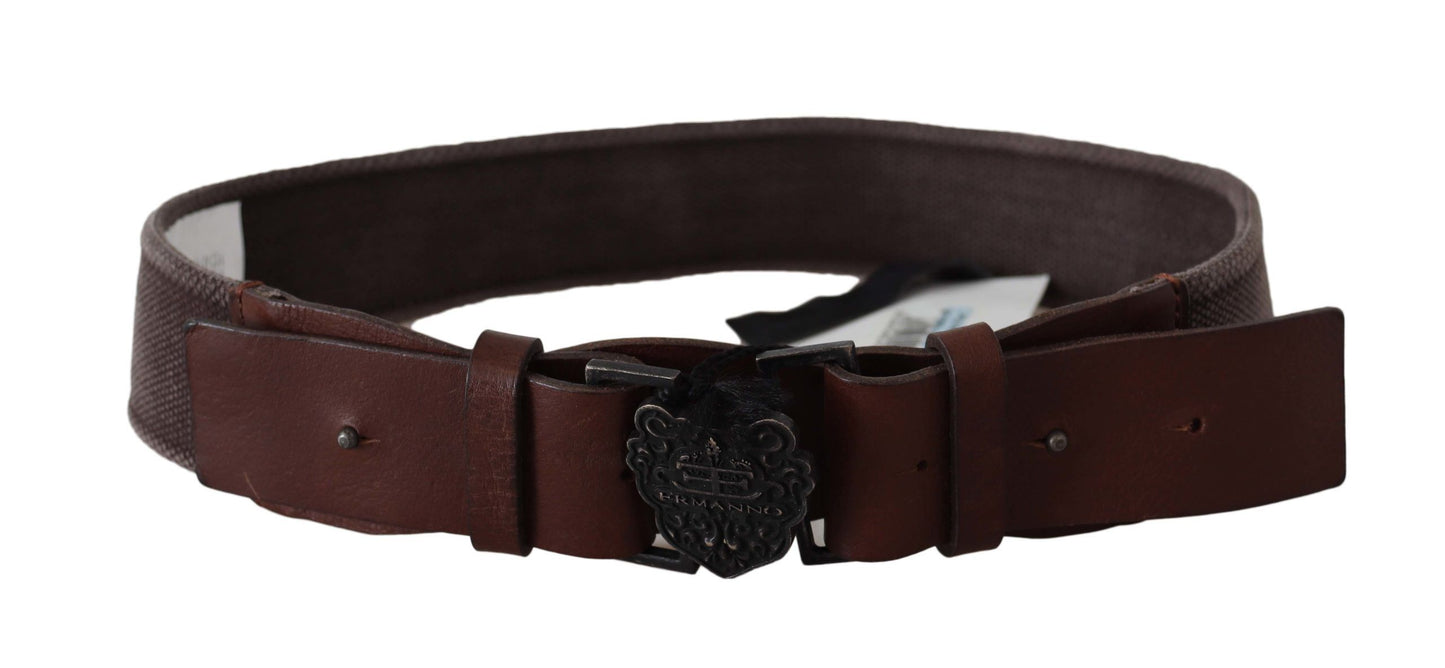 Ceinture à boucle large en cuir marron foncé Ermanno Scervino