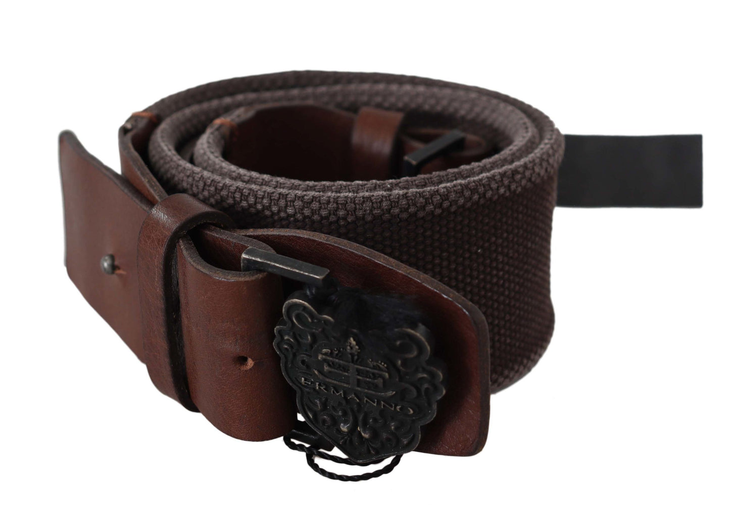 Ceinture à boucle large en cuir marron foncé Ermanno Scervino