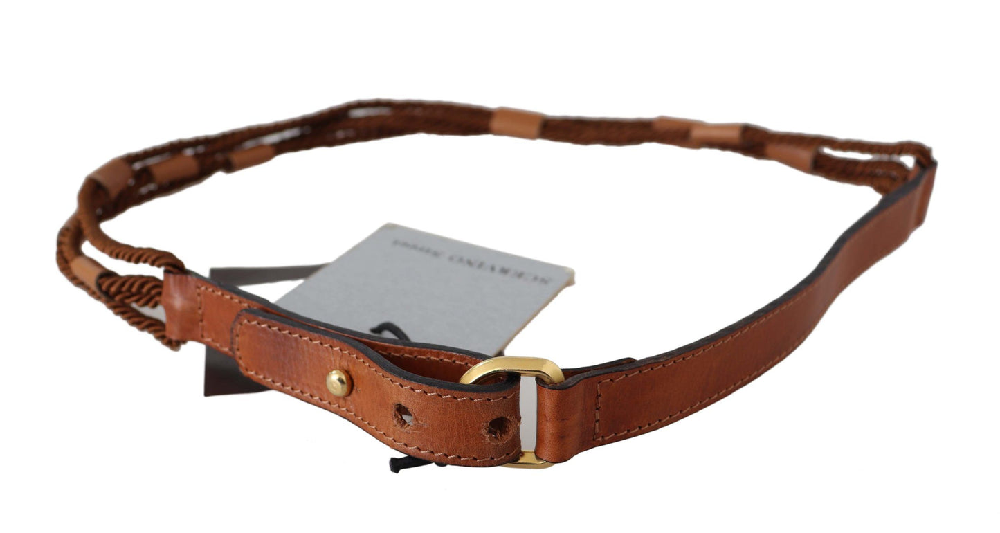 Ceinture en cuir marron tressé avec boucle dorée Scervino Street