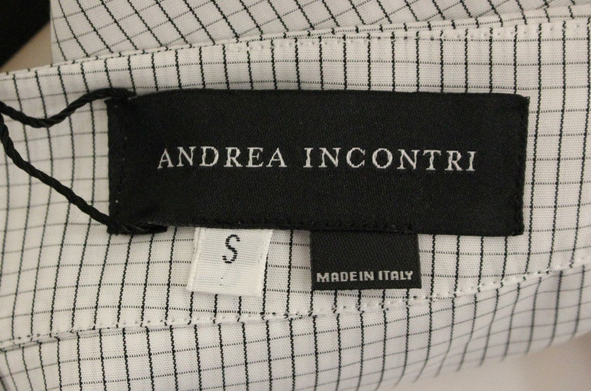 Shorts en coton extensible à carreaux blancs Andrea Incontri