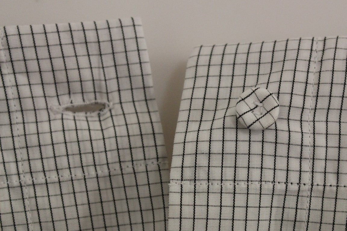 Shorts en coton extensible à carreaux blancs Andrea Incontri