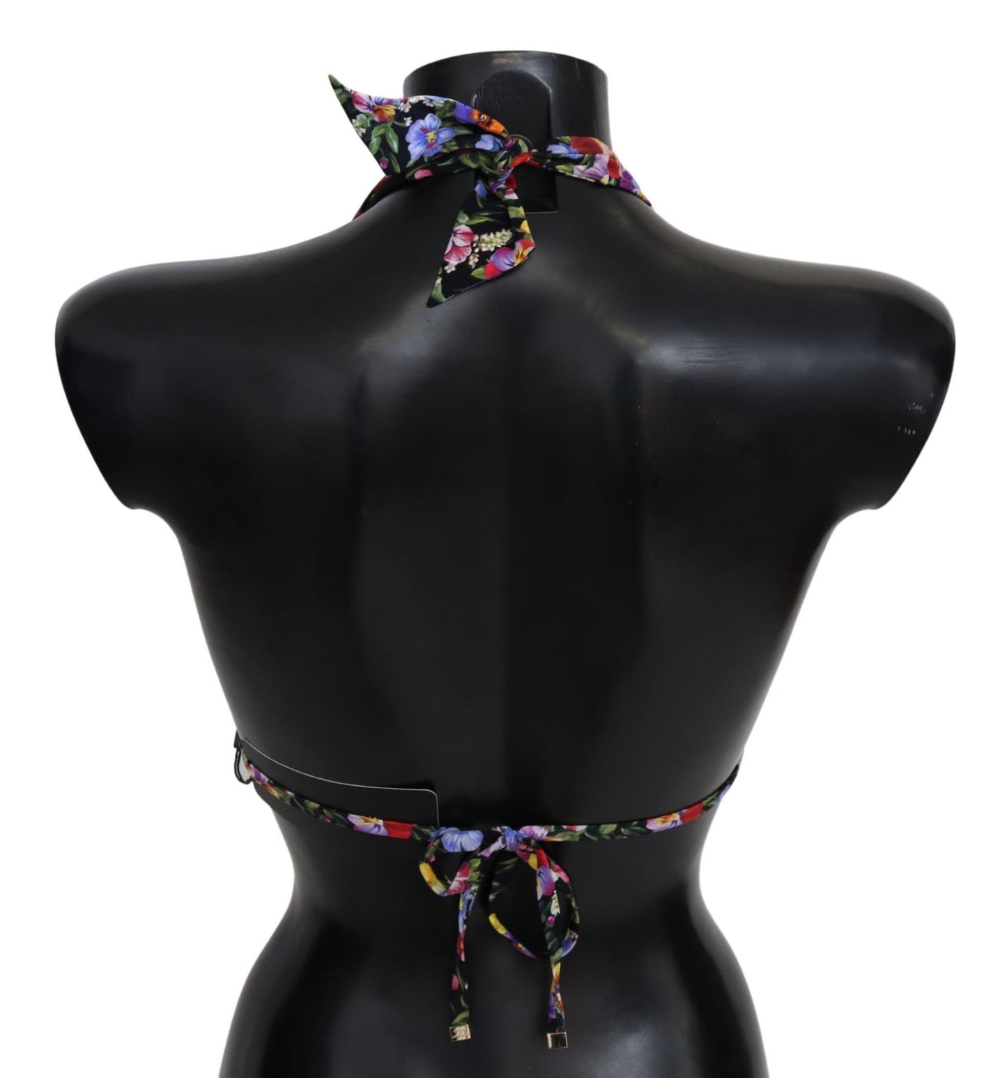 Dolce & Gabbana zwarte bikini met bloemenprint, strandkleding, bikini-tops