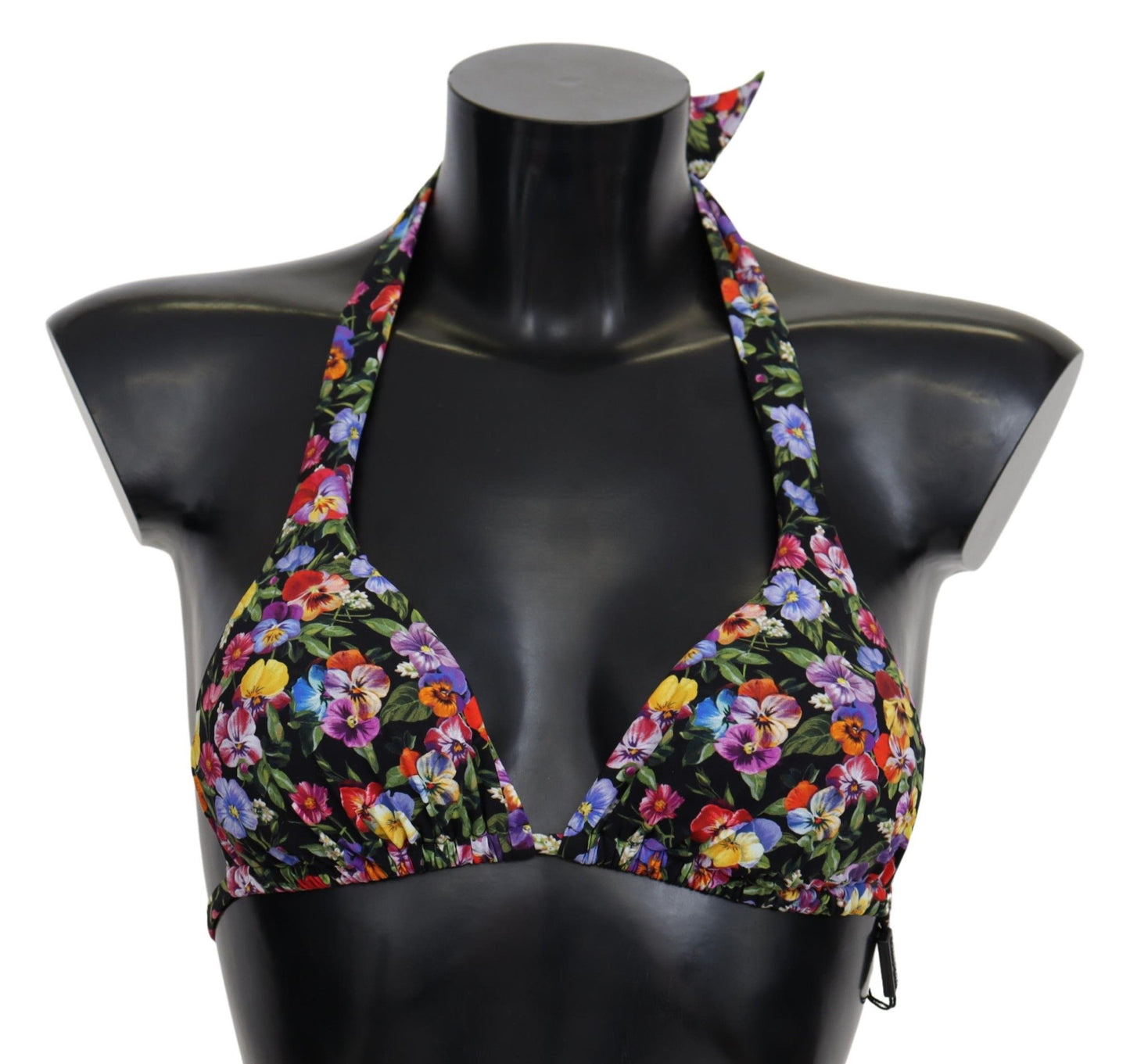 Dolce & Gabbana zwarte bikini met bloemenprint, strandkleding, bikini-tops