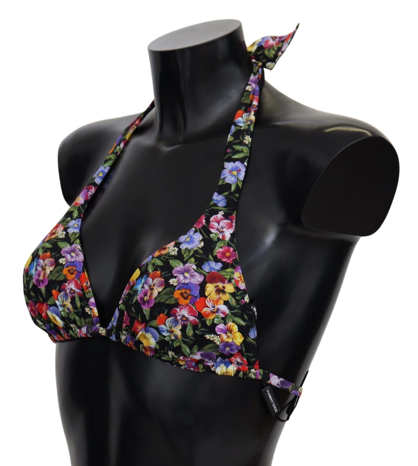 Dolce & Gabbana zwarte bikini met bloemenprint, strandkleding, bikini-tops