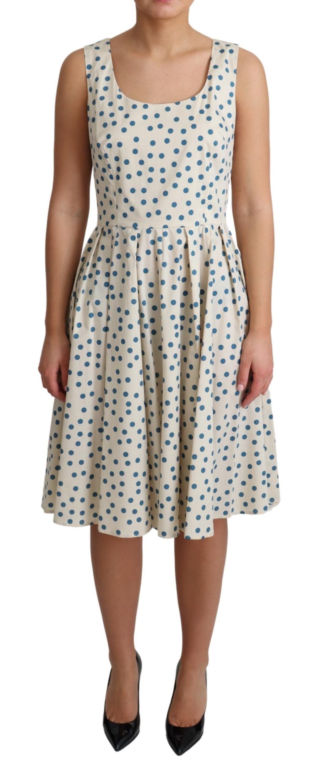 Dolce & Gabbana beige gestippelde katoenen A-lijn jurk