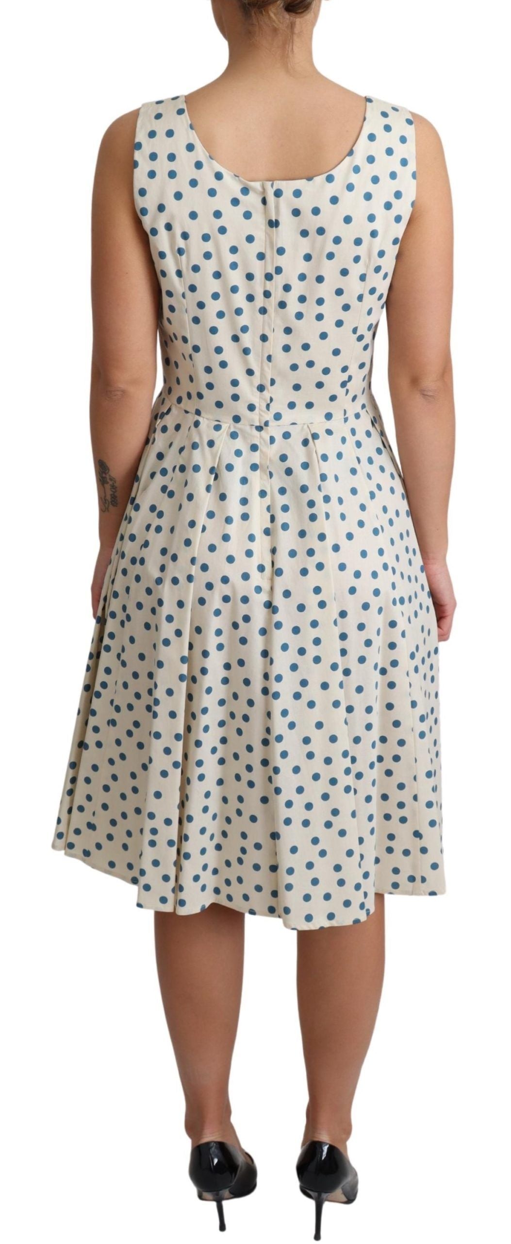 Dolce & Gabbana beige gestippelde katoenen A-lijn jurk