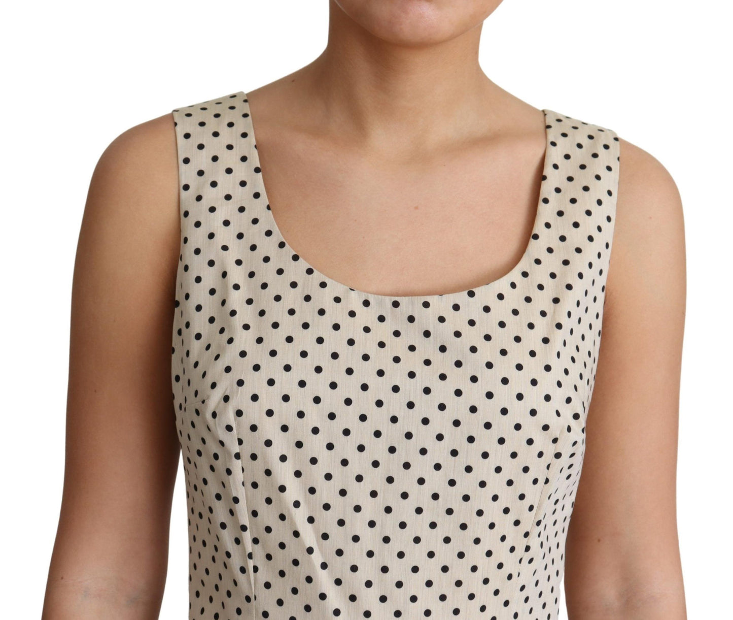 Dolce & Gabbana A-lijn jurk van beige katoen met polkadotmotief