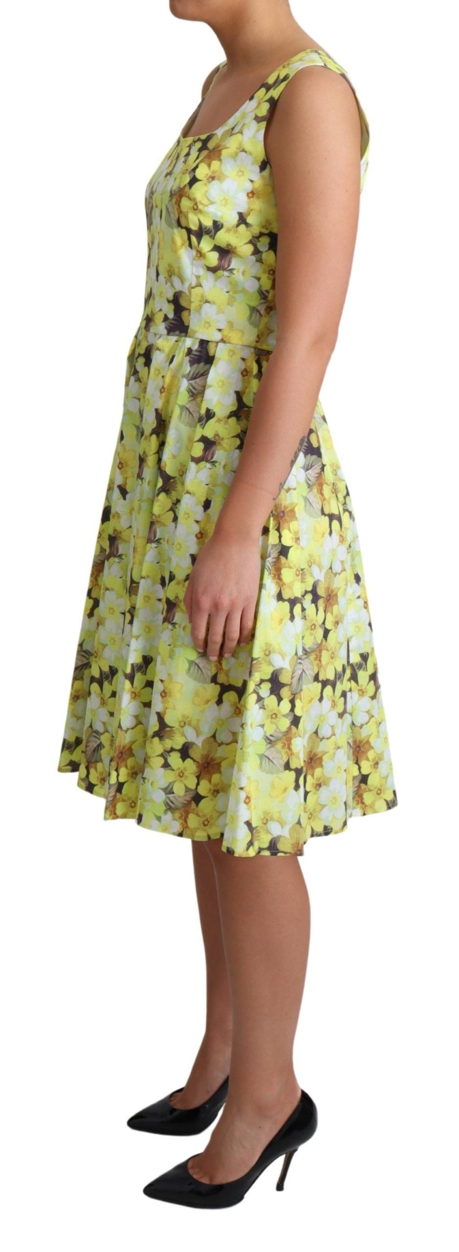 Dolce & Gabbana gele bloemenpatroon stretch katoenen jurk