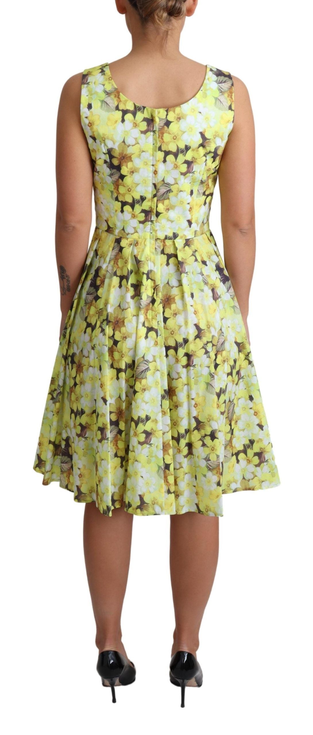 Dolce & Gabbana gele bloemenpatroon stretch katoenen jurk