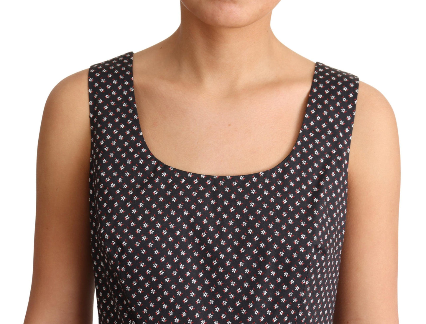Robe A-line en coton extensible à motifs floraux noirs de Dolce & Gabbana