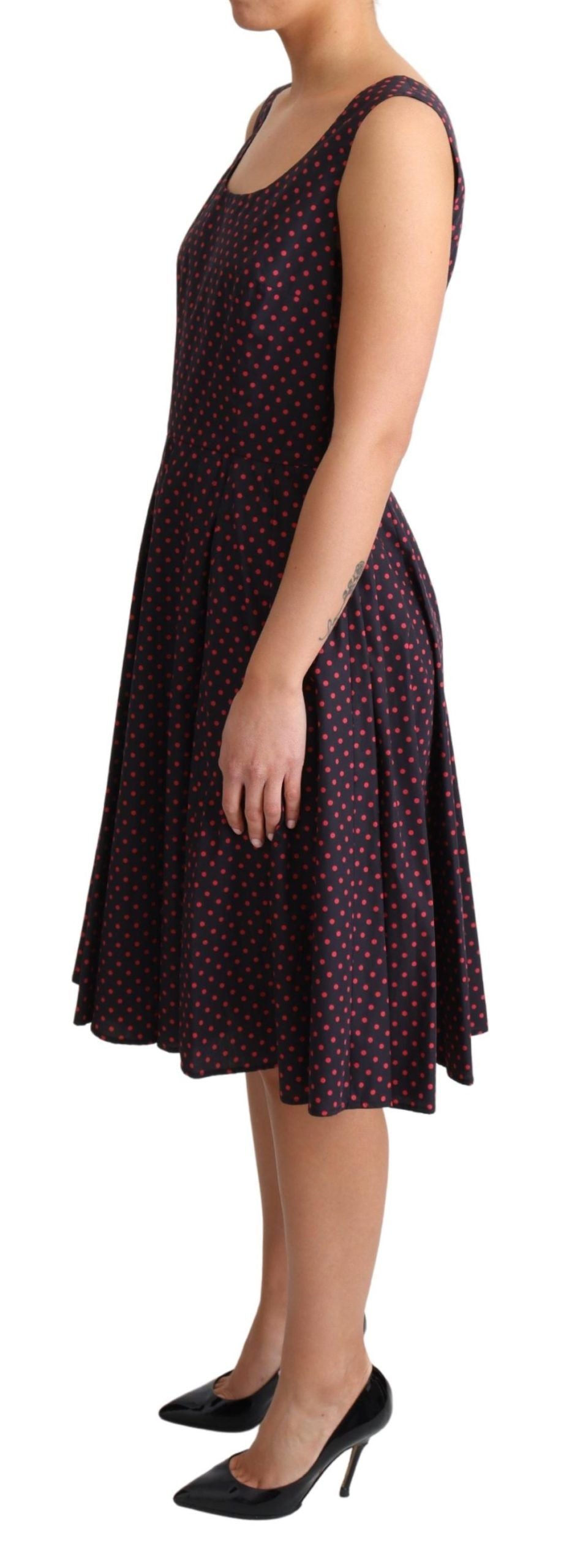 Robe A-line en coton à pois rouges et bleus de Dolce & Gabbana