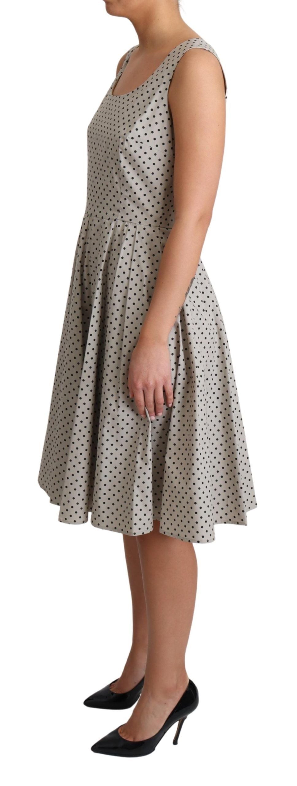 Dolce & Gabbana A-lijn jurk van beige katoen met polkadotmotief