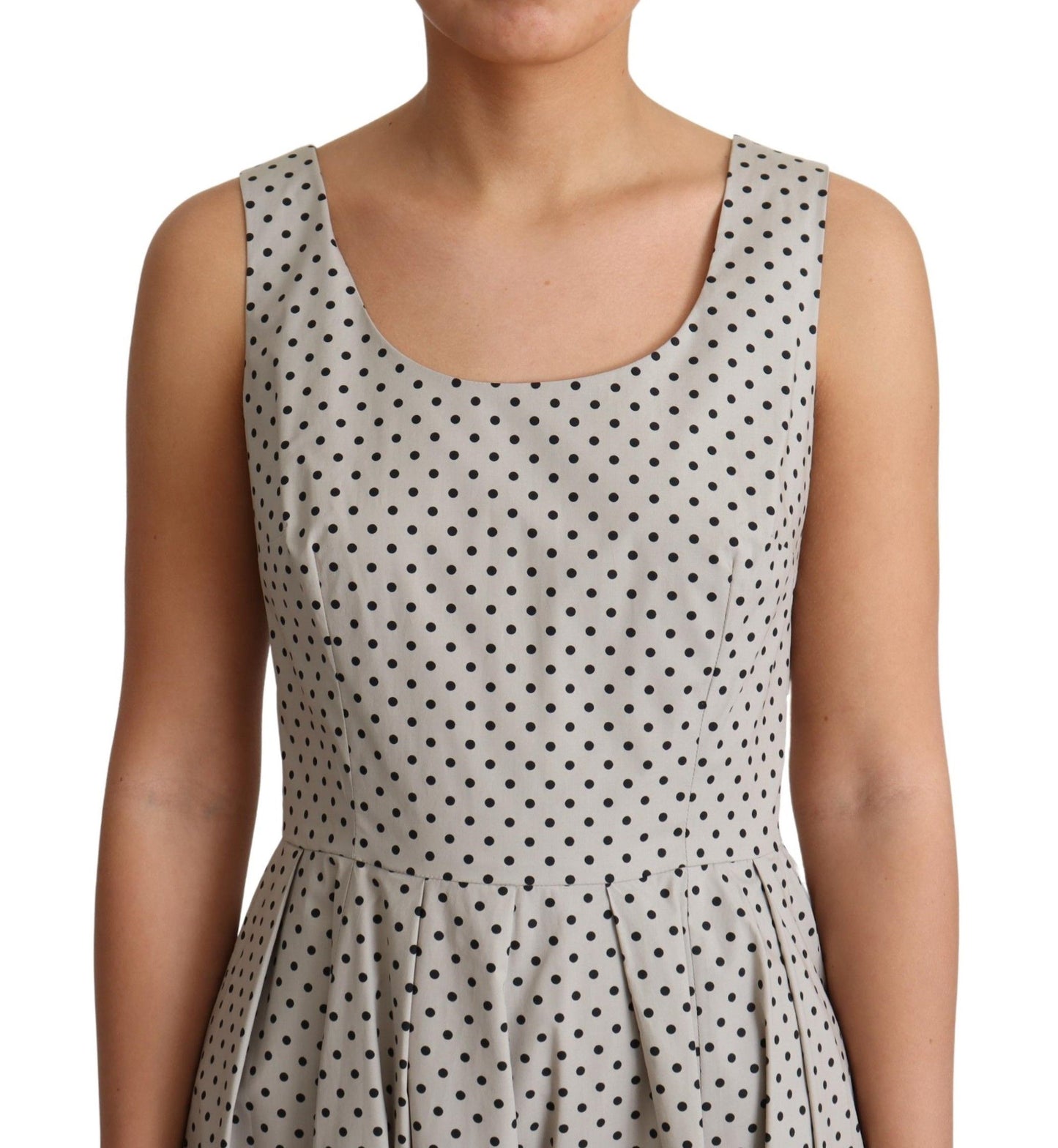Dolce & Gabbana A-lijn jurk van beige katoen met polkadotmotief