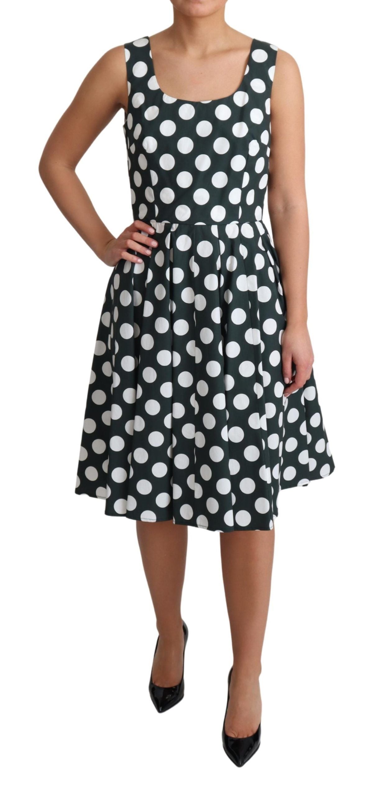 Robe trapèze en coton à pois verts de Dolce & Gabbana