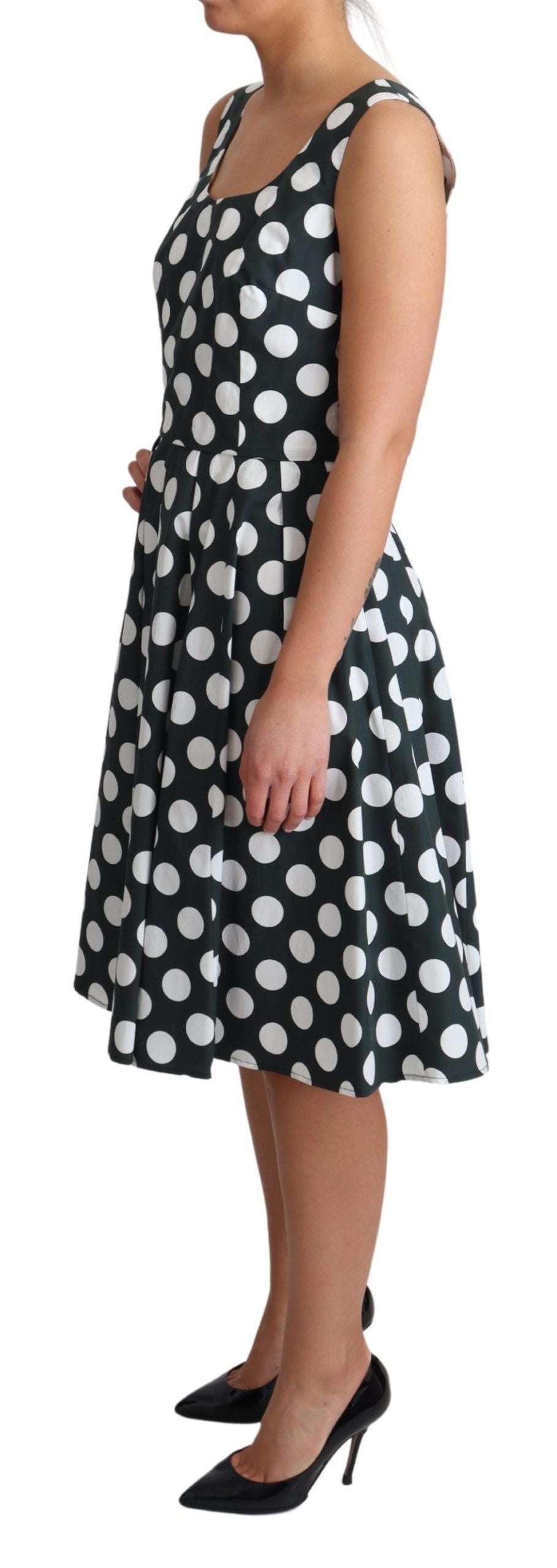 Robe trapèze en coton à pois verts de Dolce & Gabbana