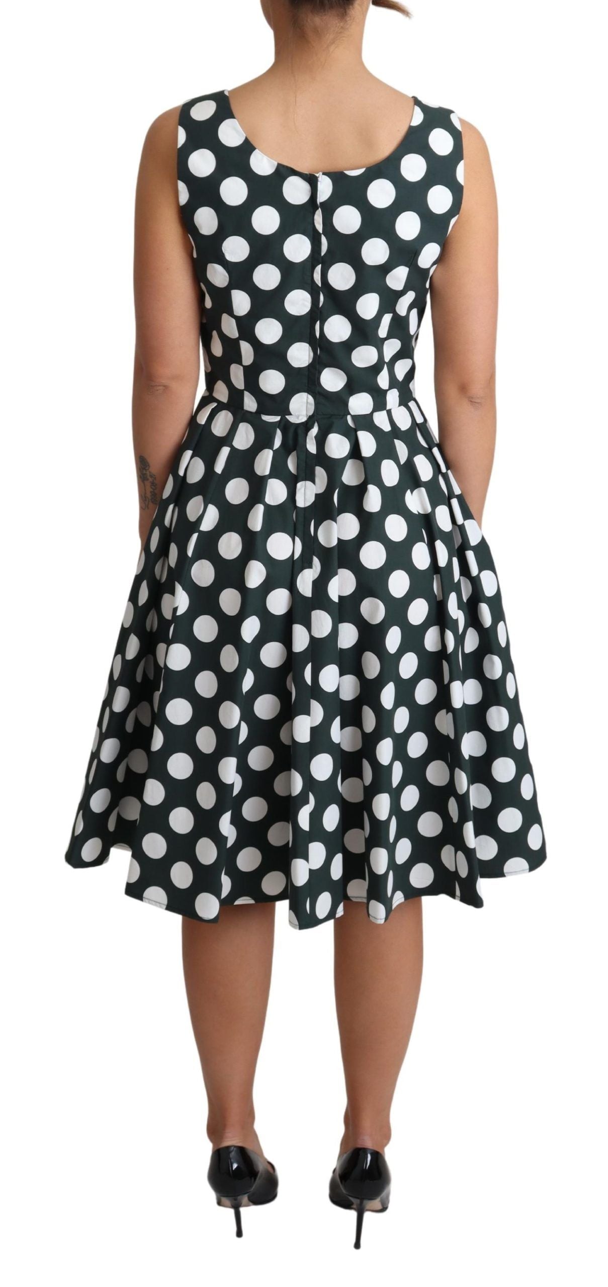 Robe trapèze en coton à pois verts de Dolce & Gabbana