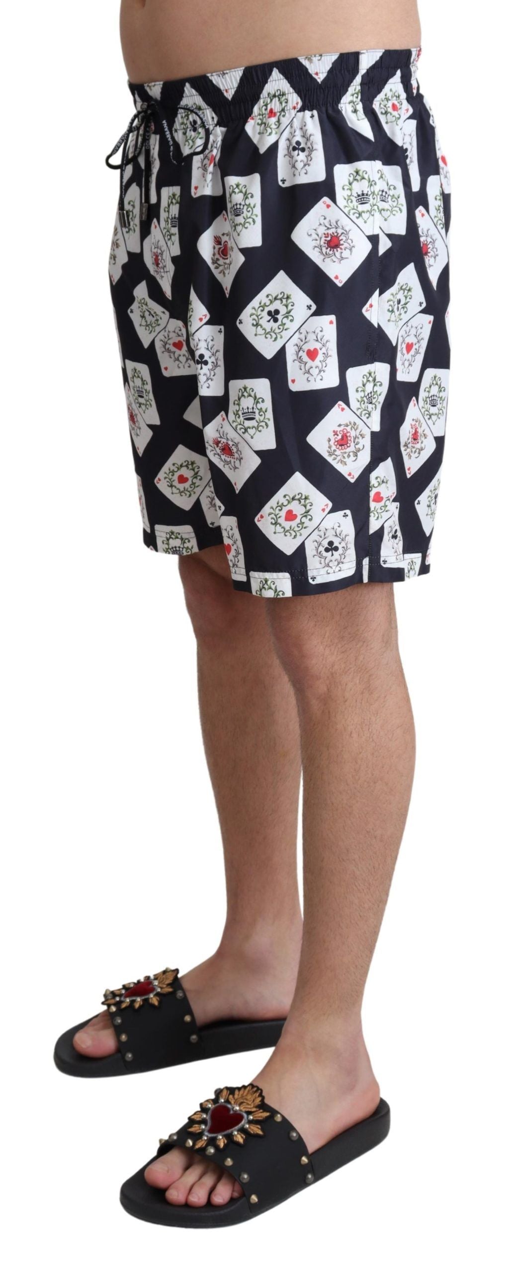 Short de bain imprimé "Black Card Deck" de Dolce & Gabbana