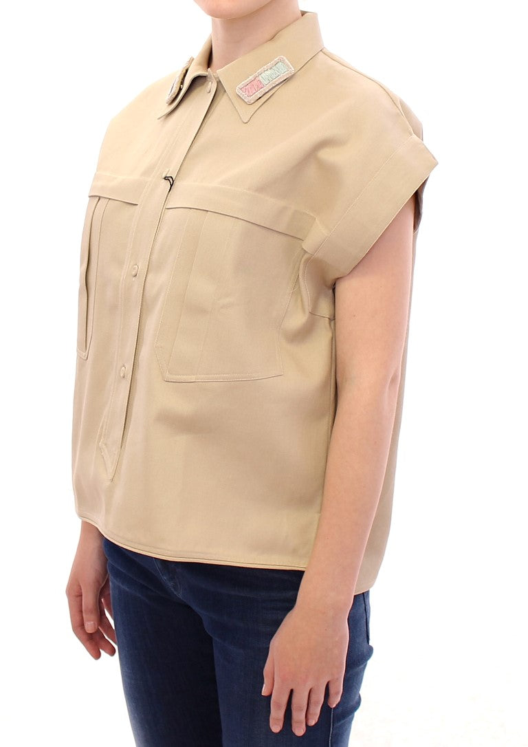 Blouse beige sans manches Andrea Incontri