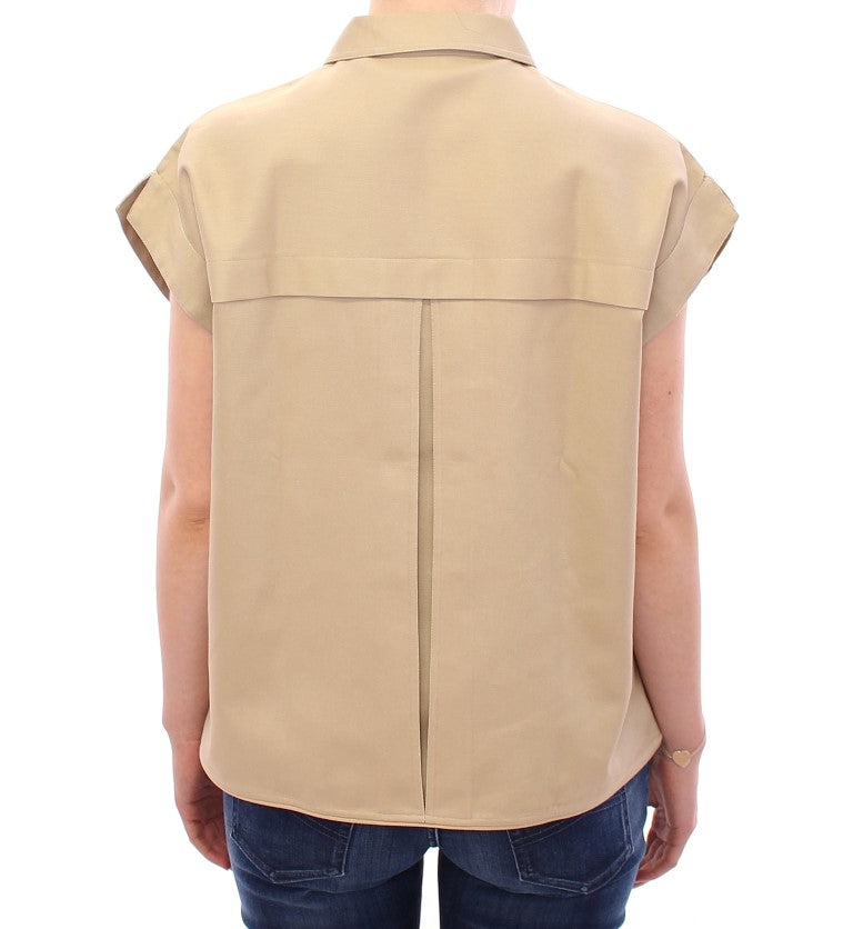 Blouse beige sans manches Andrea Incontri