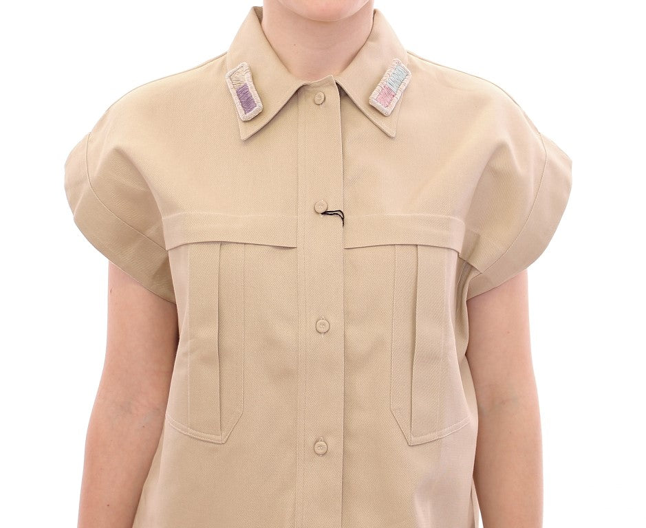Blouse beige sans manches Andrea Incontri