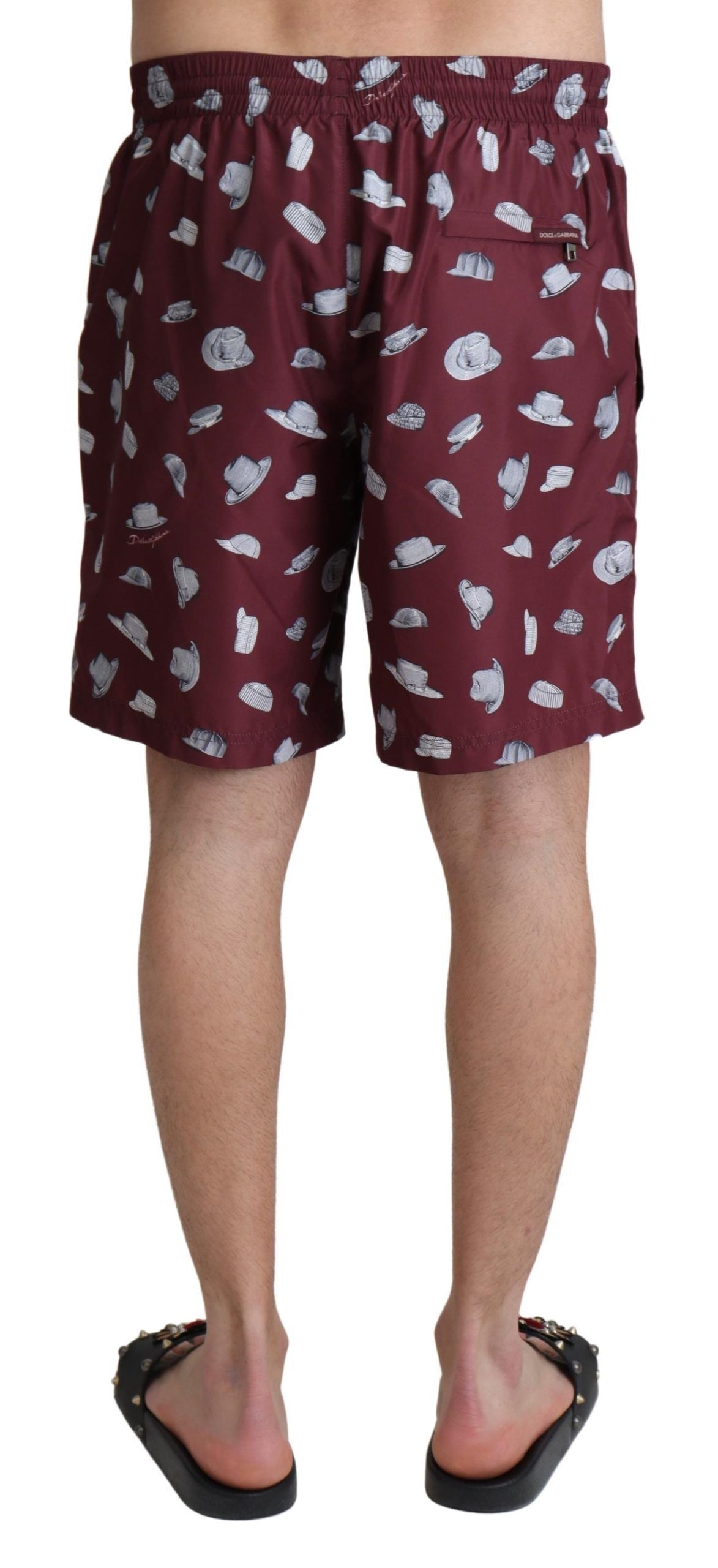 Shorts de bain et maillots de bain Dolce & Gabbana, imprimé chapeaux, couleur marron.