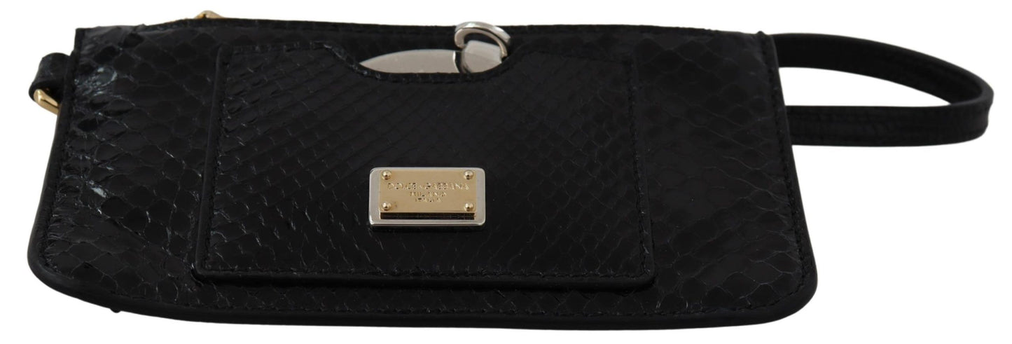 Porte-monnaie en cuir noir Dolce & Gabbana avec miroir et portefeuille Agnese