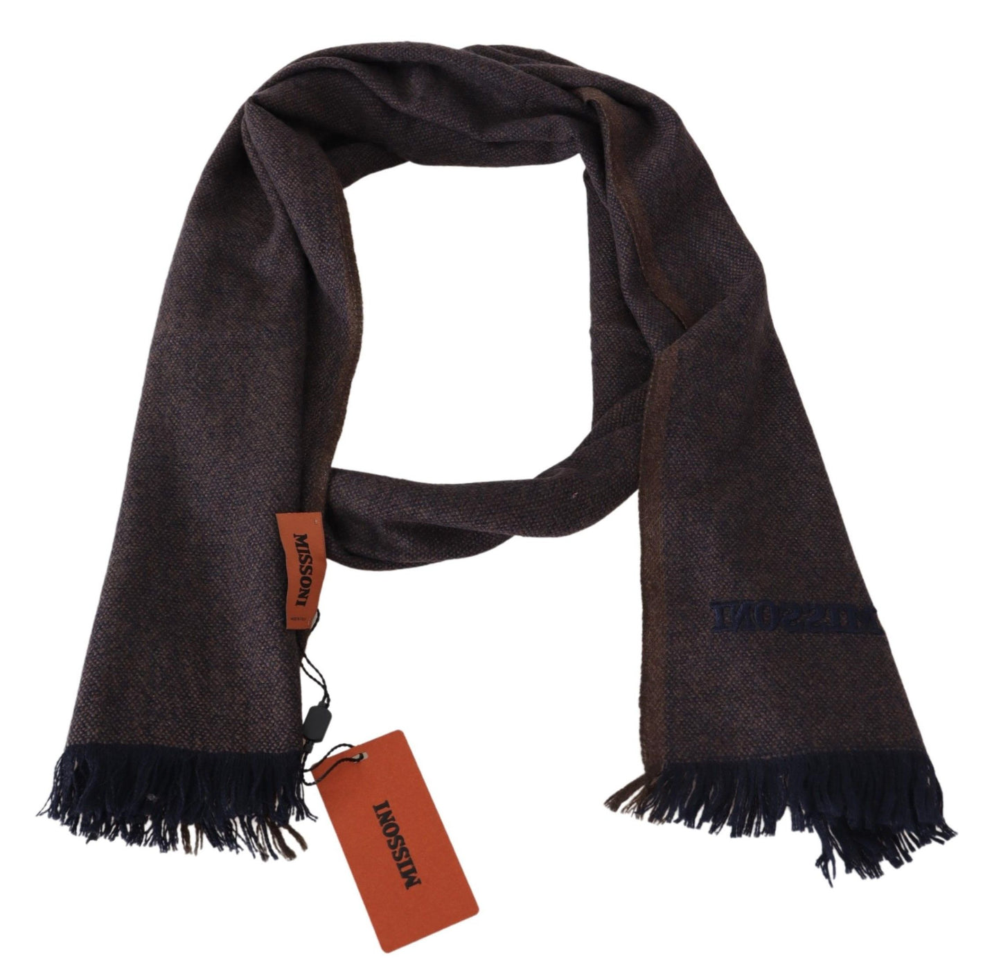 Écharpe unisexe à franges 100 % cachemire marron Missoni