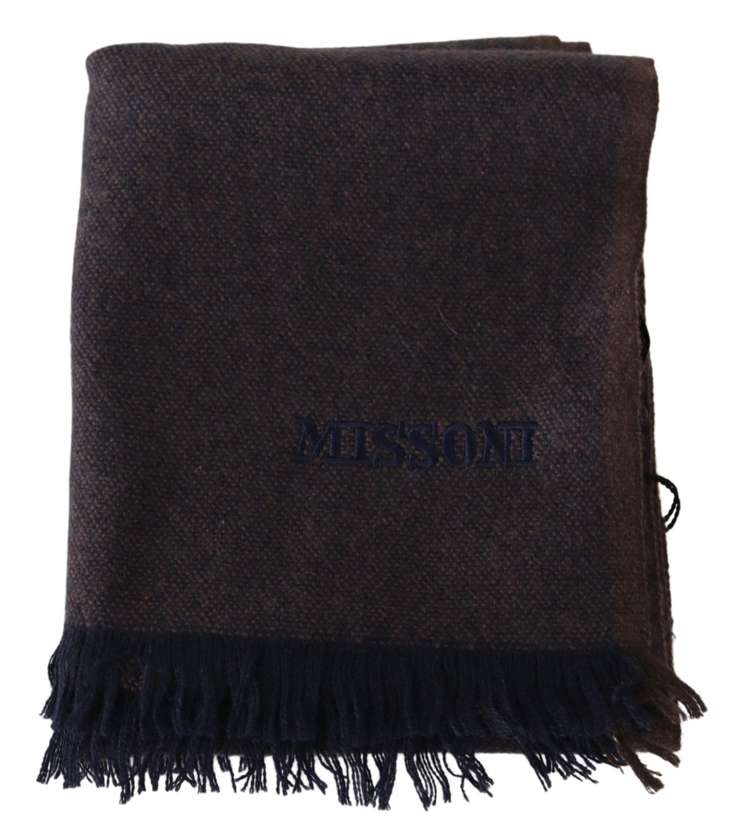 Missoni Brown 100% Cashmere Neck Wrap Fringes Scarf