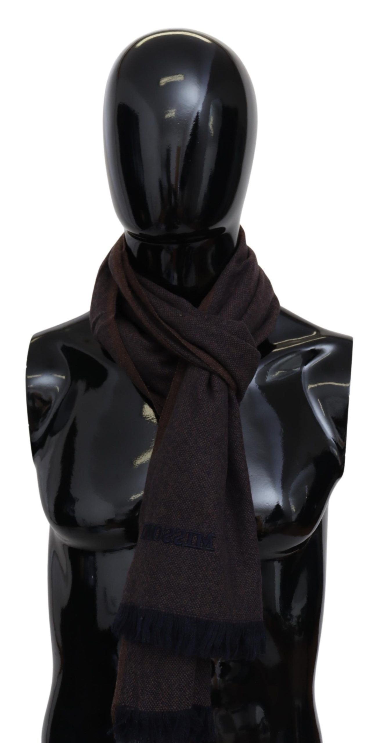 Écharpe unisexe à franges 100 % cachemire marron Missoni