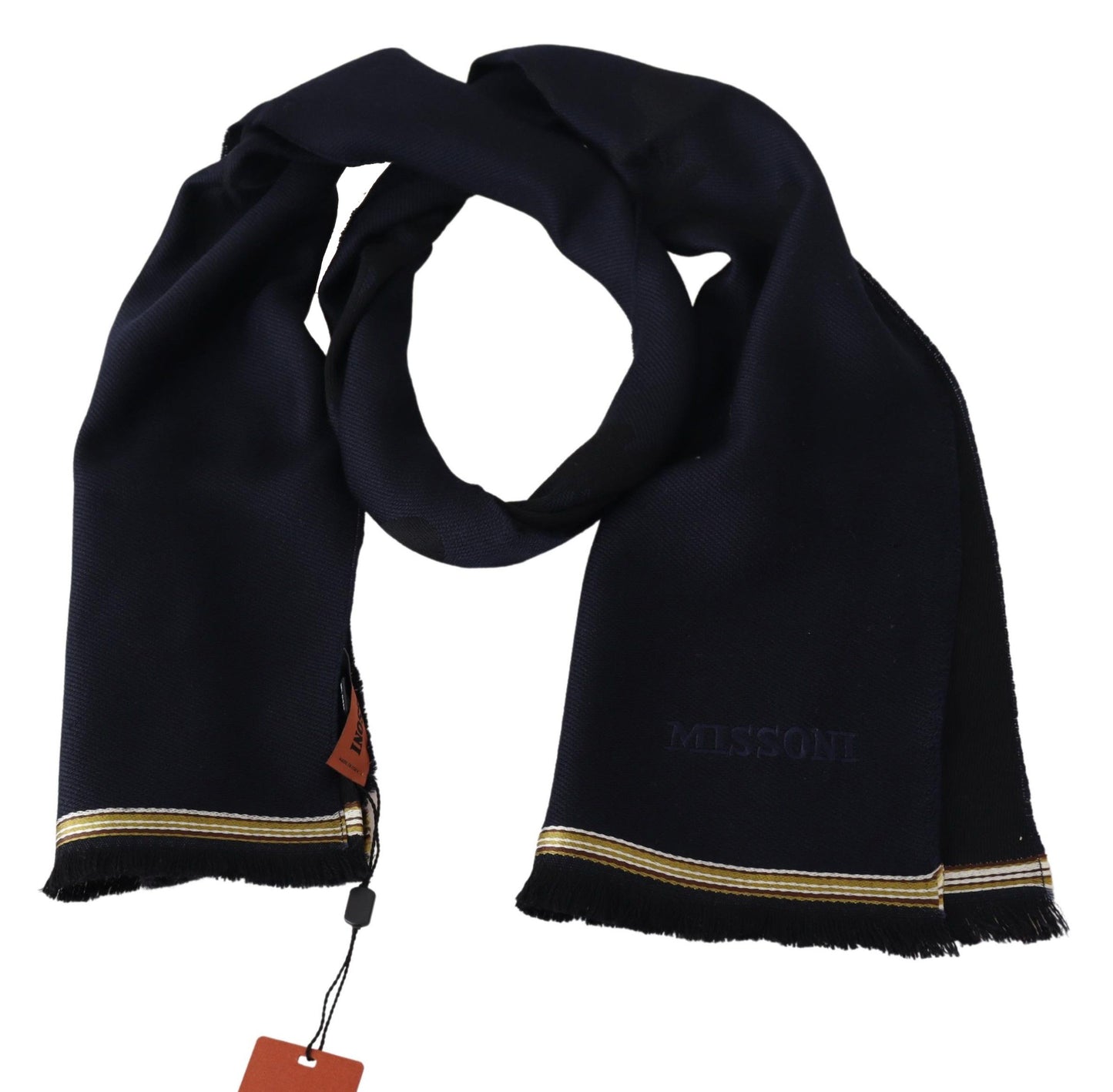 Écharpe unisexe noire à franges Missoni 100 % laine