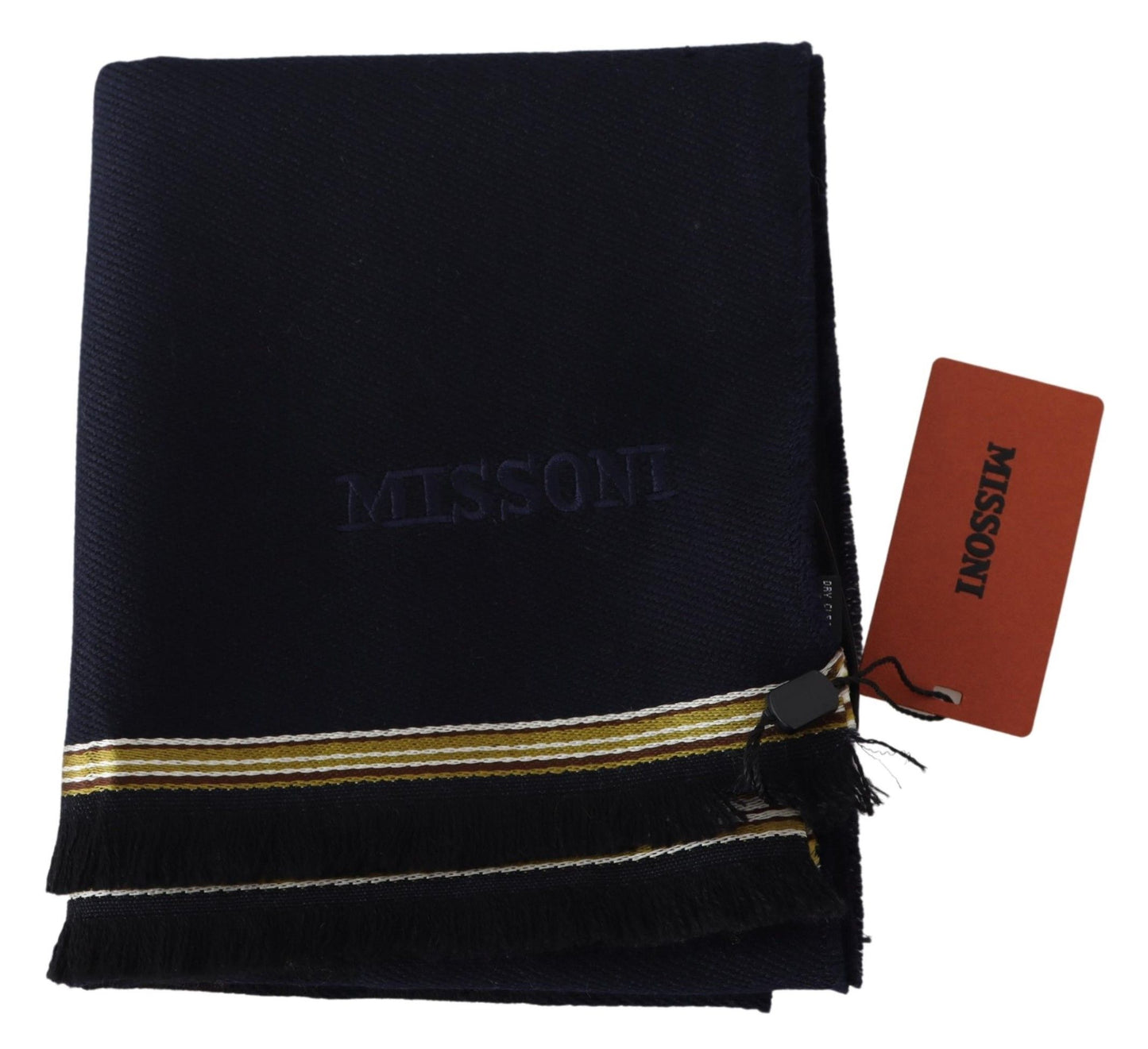 Écharpe unisexe noire à franges Missoni 100 % laine