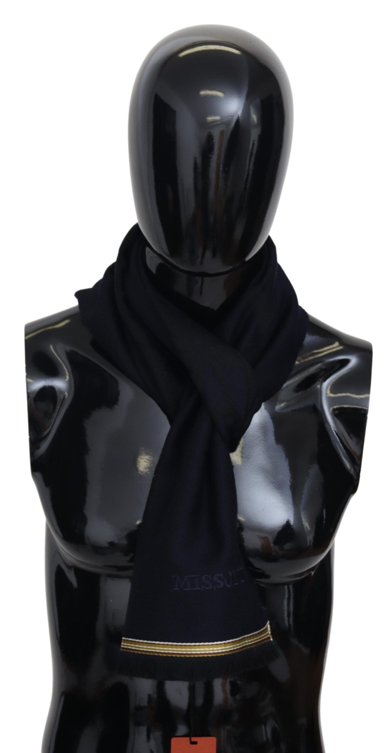 Écharpe unisexe noire à franges Missoni 100 % laine
