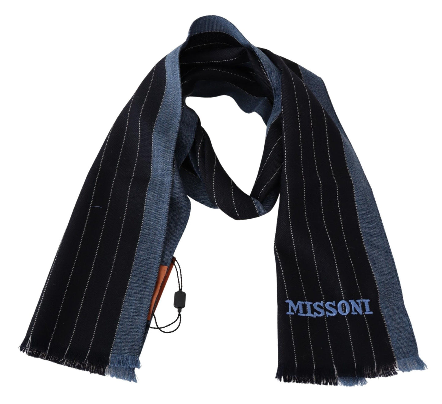 Missoni Zwartblauw Gestreepte Wollen Unisex Wikkelsjaal