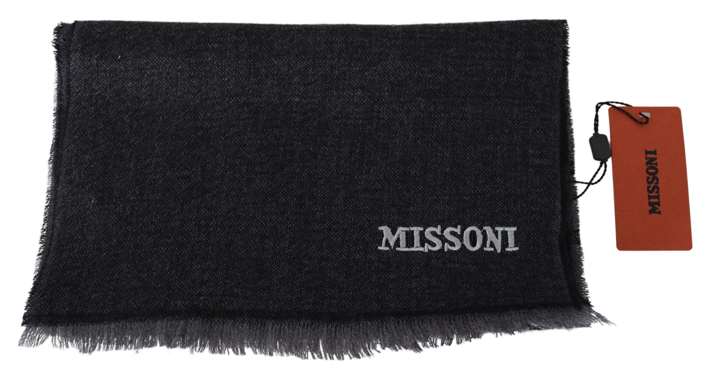 Missoni Zwarte Gestreepte Wollen Unisex Nekwikkelsjaal