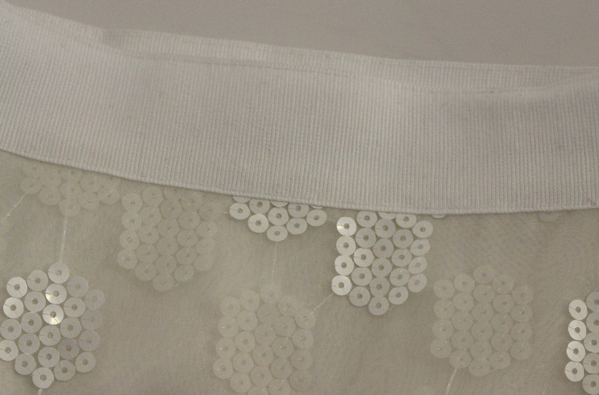 Jupe crayon droite blanche à paillettes de Koonhor