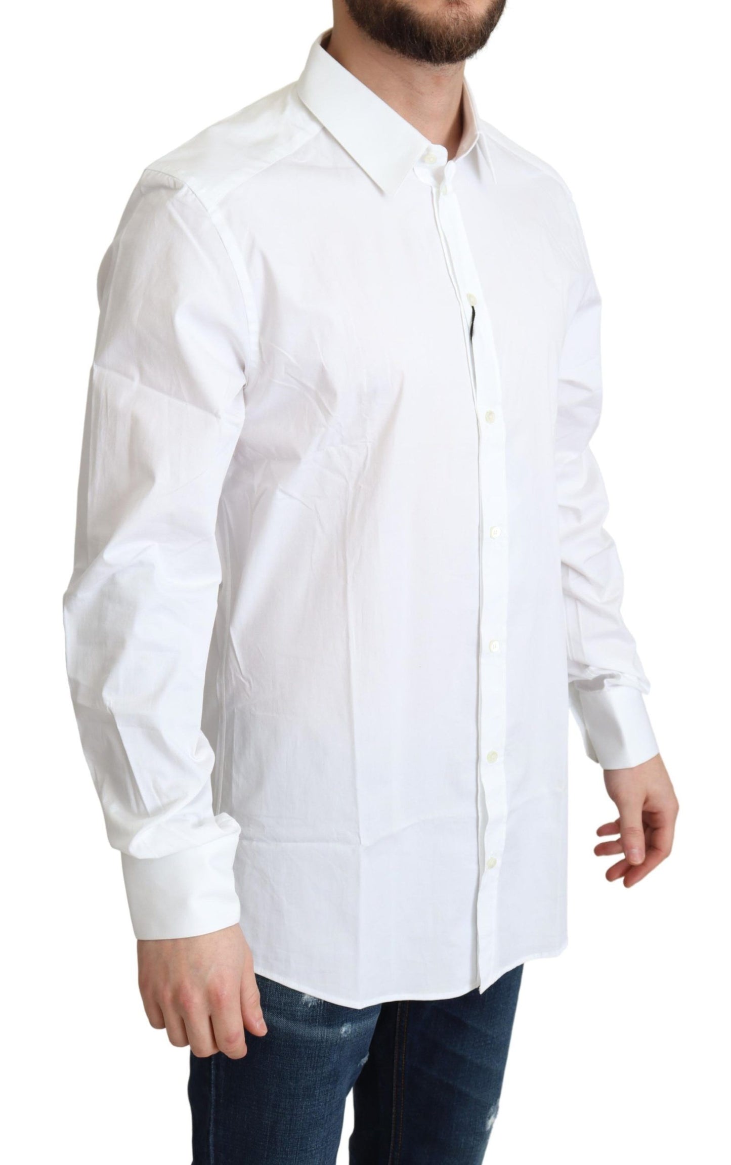 Chemise habillée homme en coton blanc extensible Dolce & Gabbana