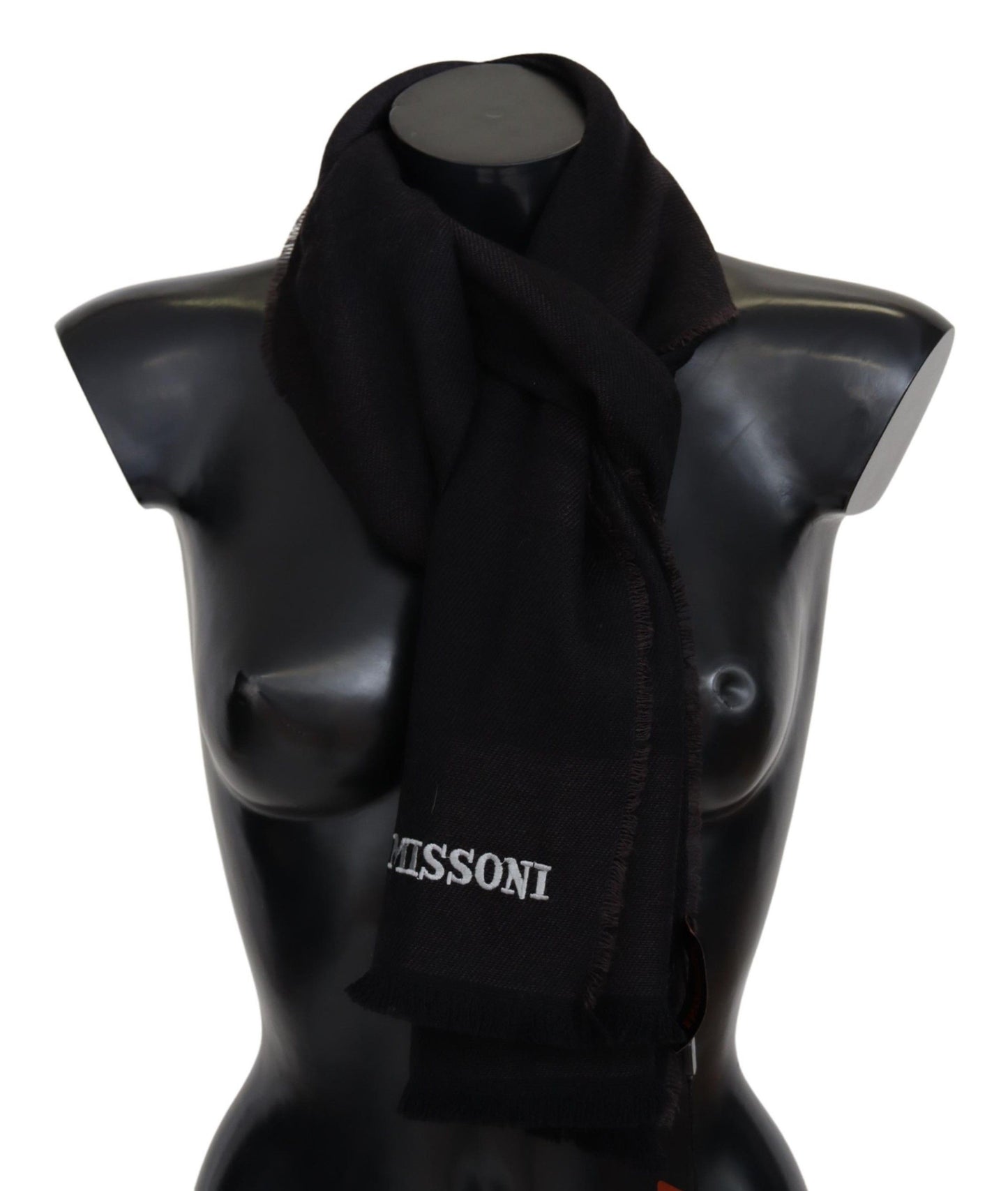 Écharpe unisexe noire Missoni 100 % laine