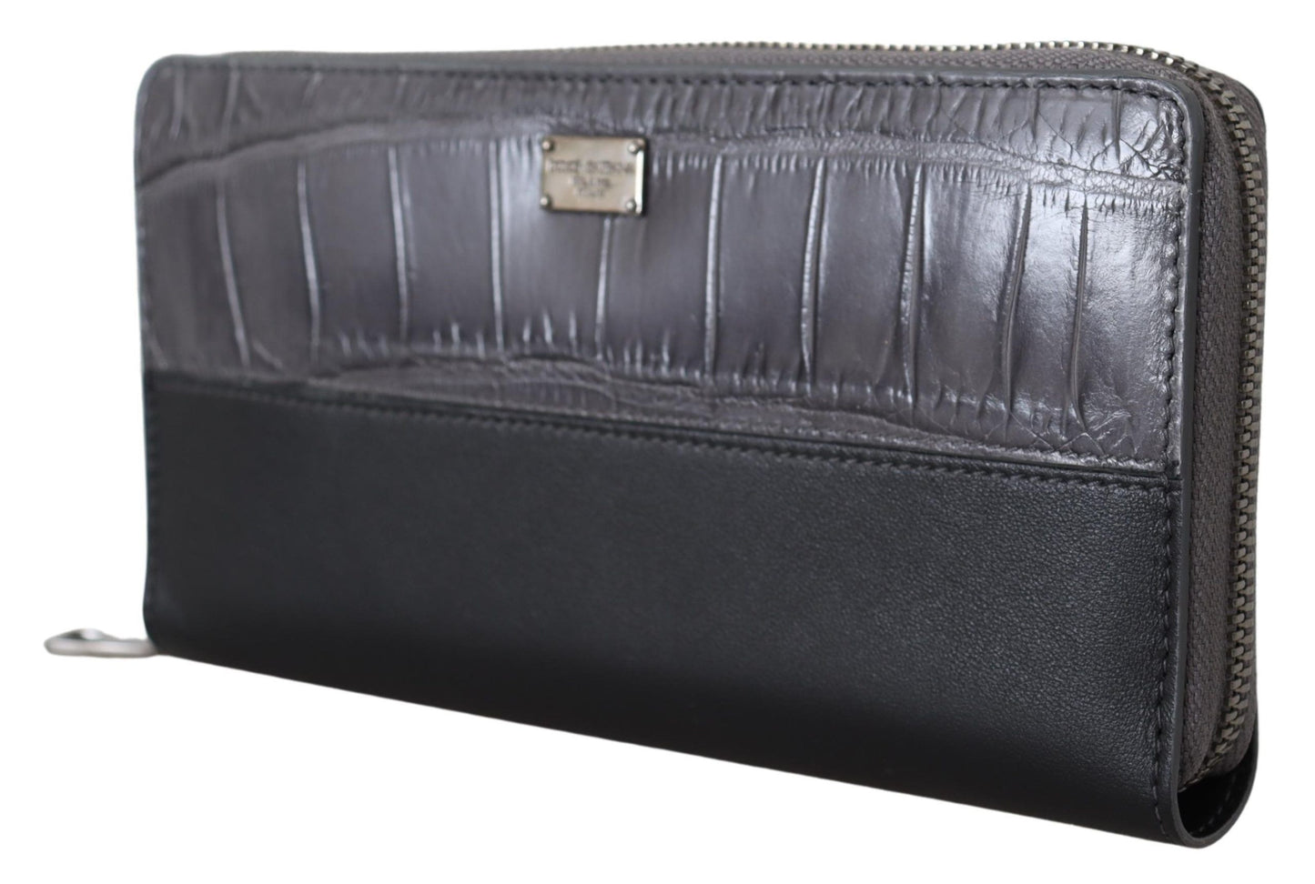 Portefeuille continental zippé en cuir noir Dolce & Gabbana
