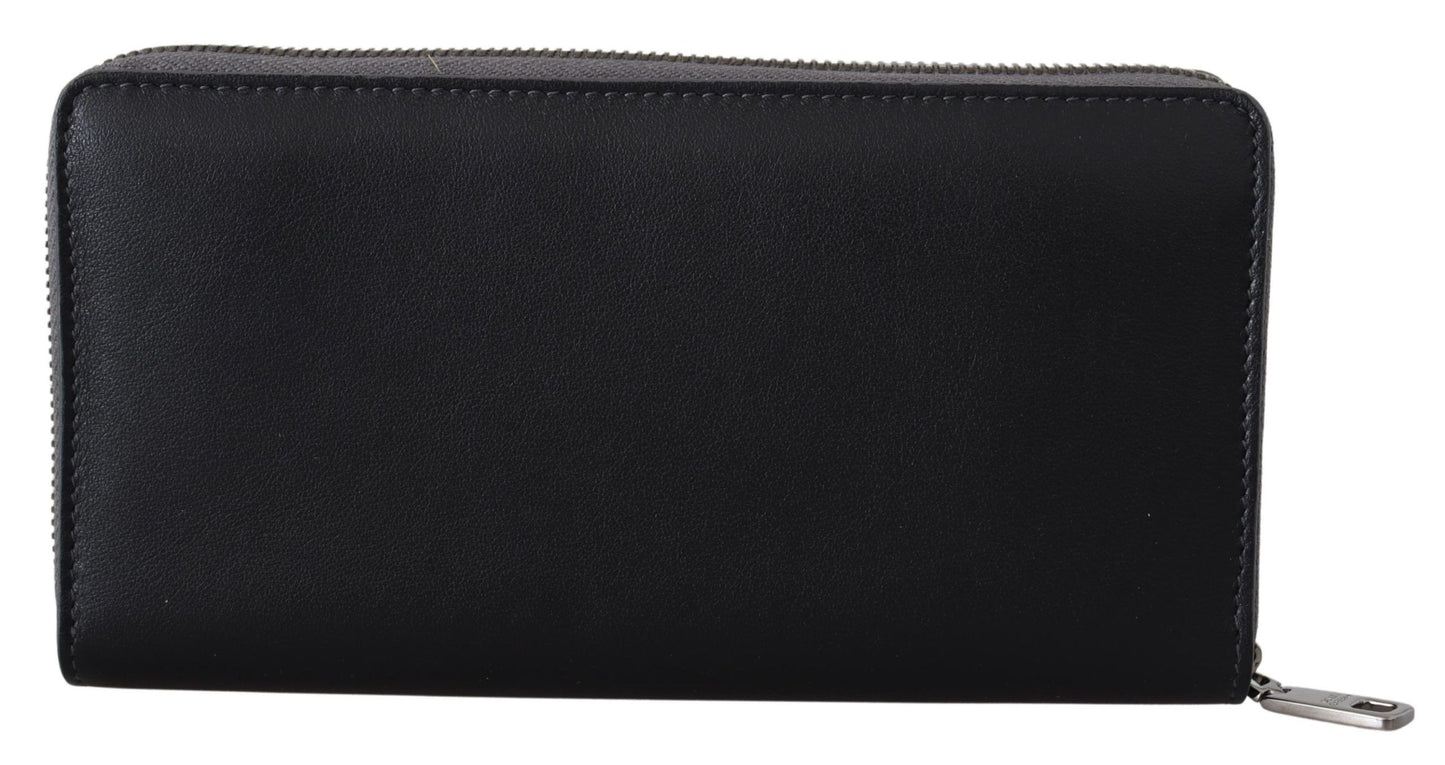 Portefeuille continental zippé en cuir noir Dolce & Gabbana