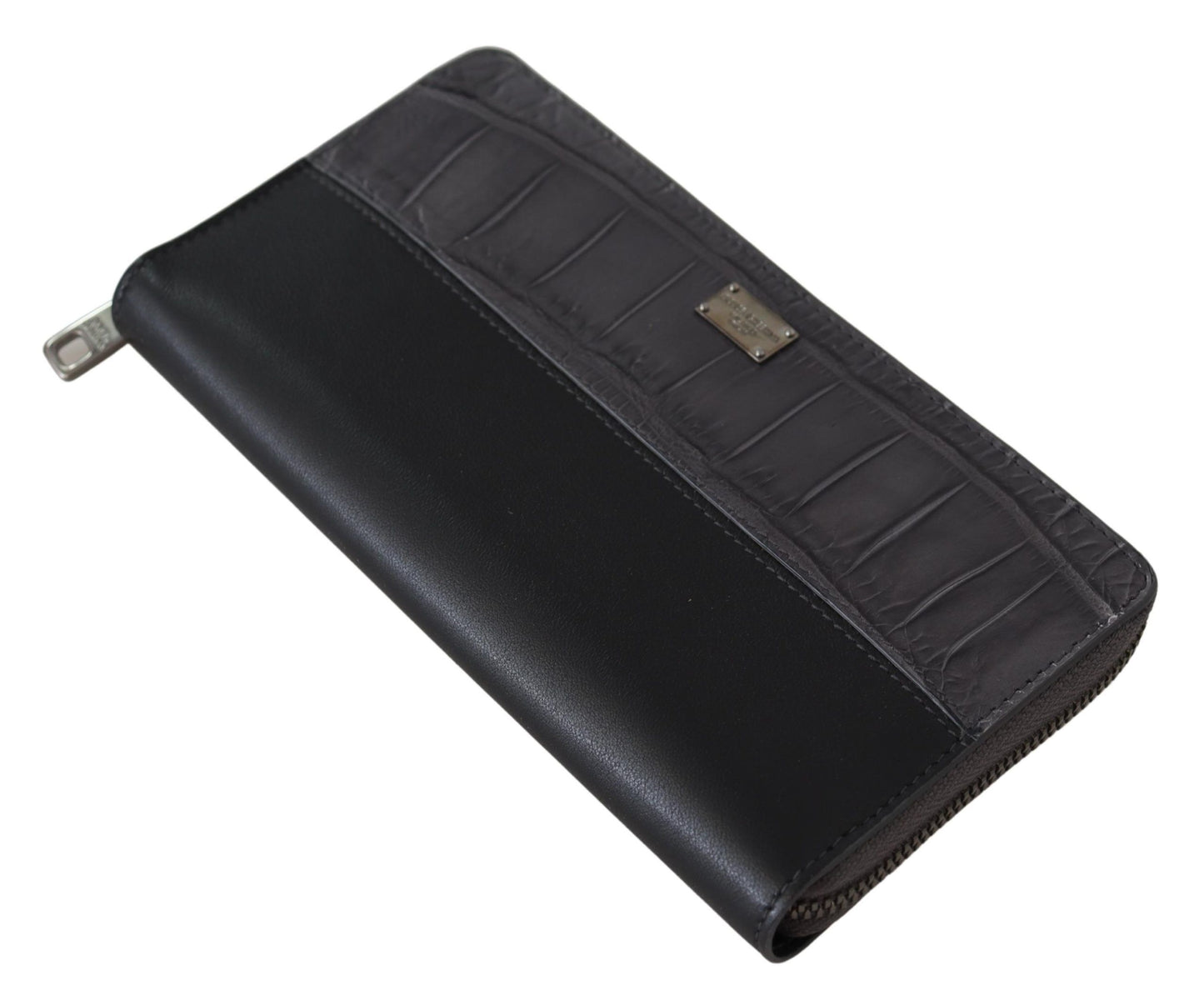 Portefeuille continental zippé en cuir noir Dolce & Gabbana