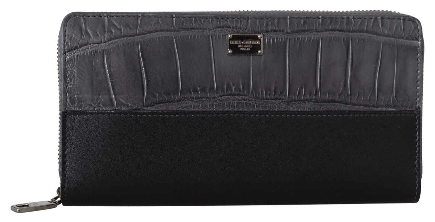 Portefeuille continental zippé en cuir noir Dolce & Gabbana