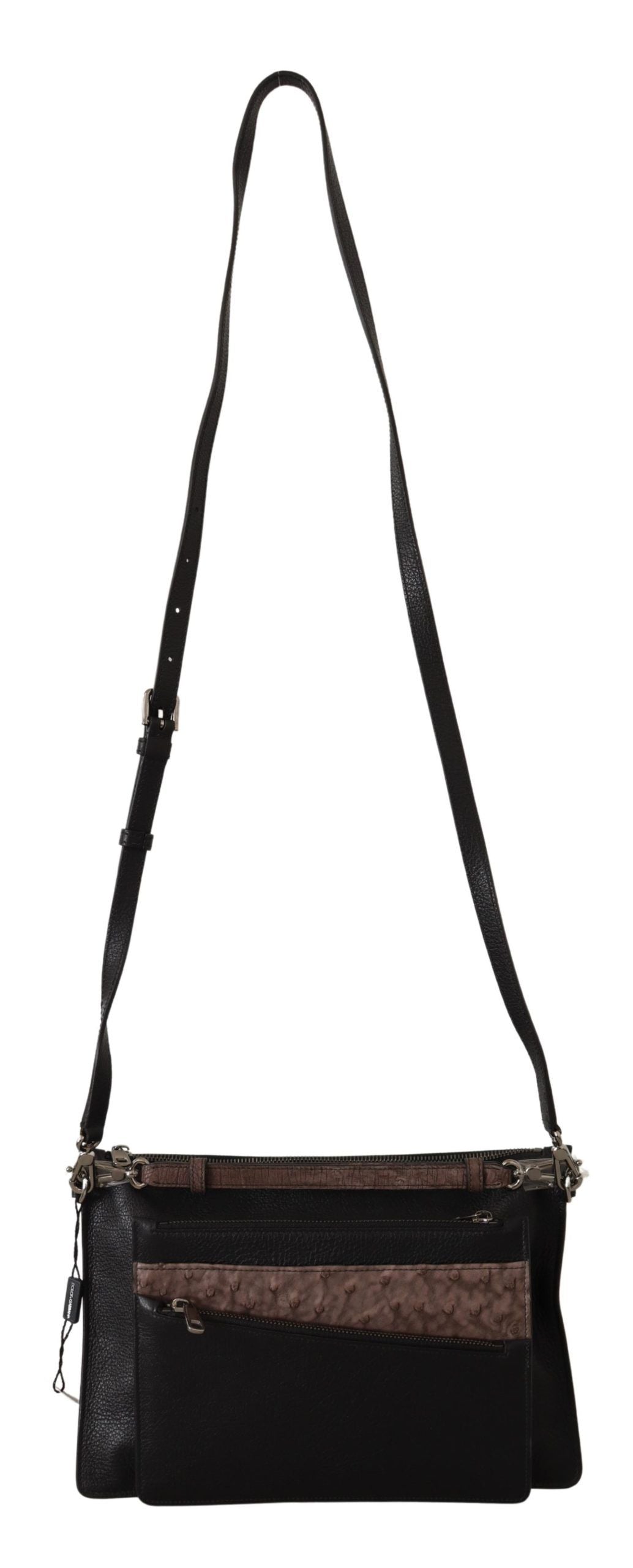 Sac bandoulière en cuir exotique noir Dolce & Gabbana Alta Sartoria