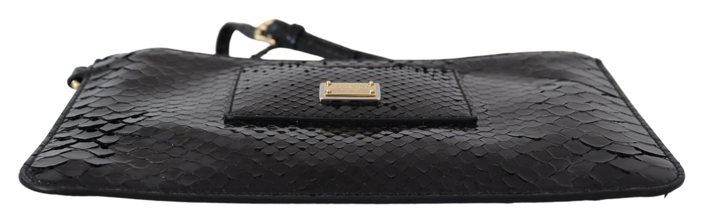 Porte-monnaie en cuir noir Dolce & Gabbana avec miroir et portefeuille Agnese